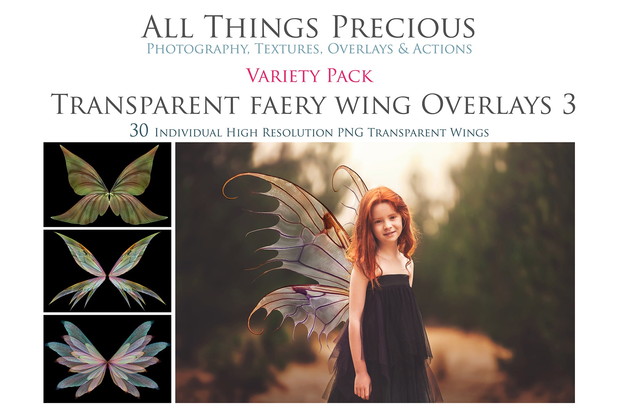 Fairy Wings Overlays For Photography, Photoshop, Digital art and Creatives. Transparent, high resolution wings for photographers. These are gorgeous PNG overlays for fantasy digital art and Child portraiture. colour, White fairy wings. Photo Overlays. Digital download. Graphic effects. ATP Textures